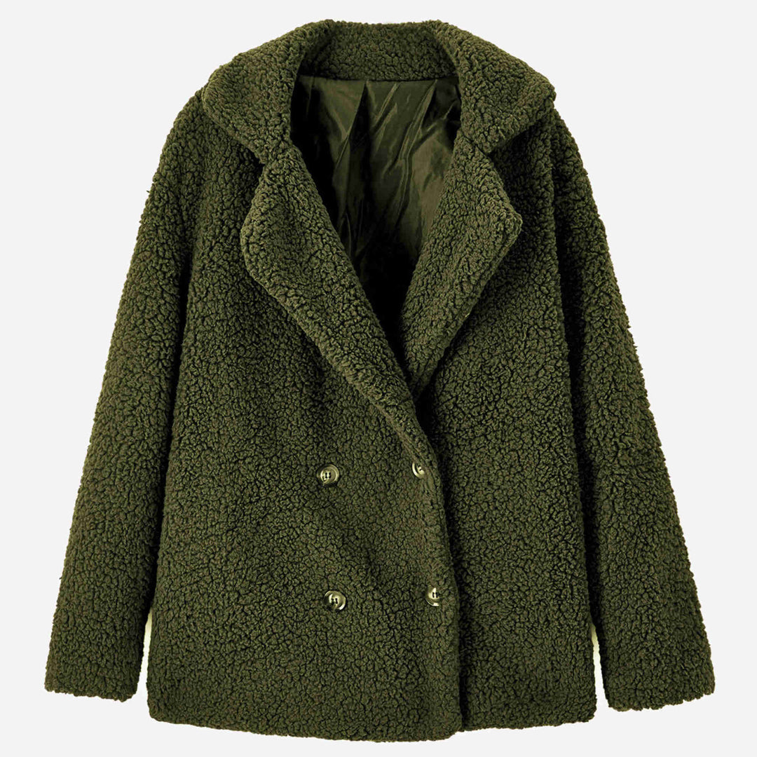 Women Double Breasted Teddy Coat