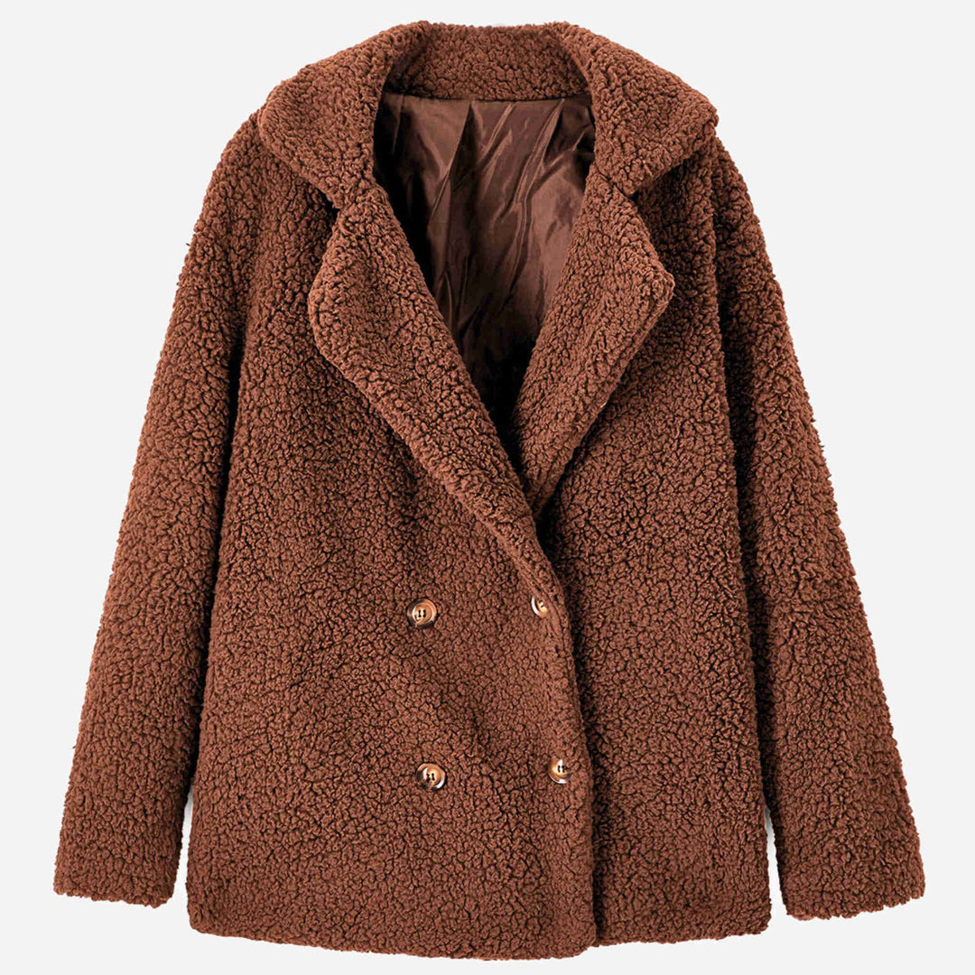 Women Double Breasted Teddy Coat