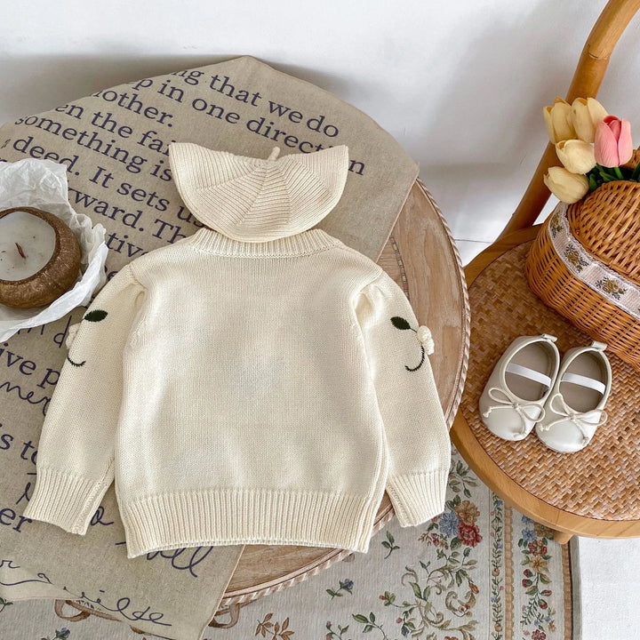 Blossom Babe™ – Floral Embroidered Handmade Baby Pullover